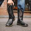 Men High Boots Embroidery Retro Handmade Mens Boots Western Cowboy Boot Pointed Toe Boots Hand Stitching Outdoor Men's Shoes