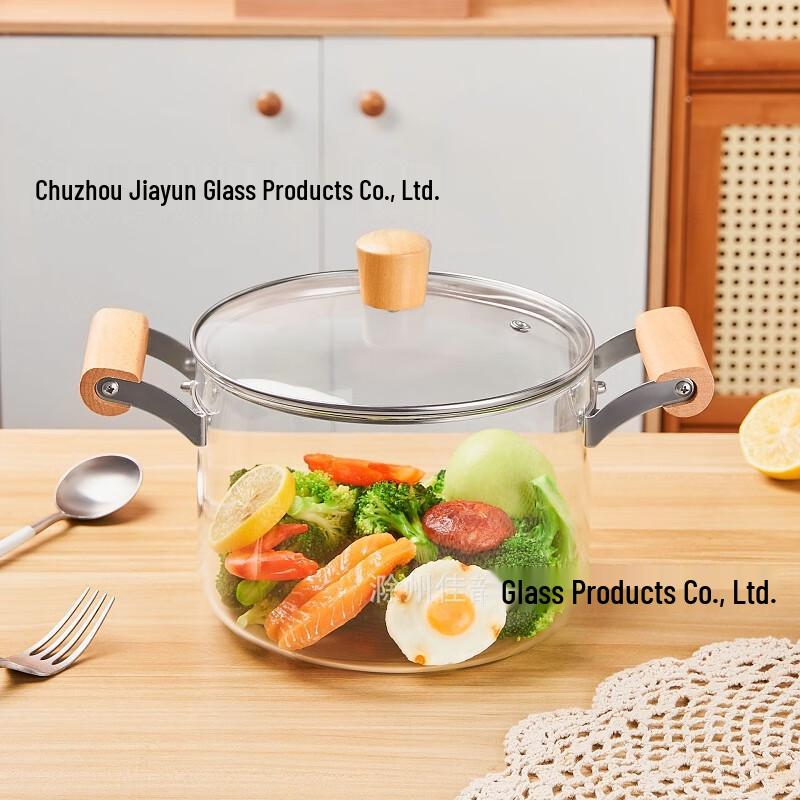 Высокоборосиликатный стеклянный кастрюля с двумя ручками Shangqi