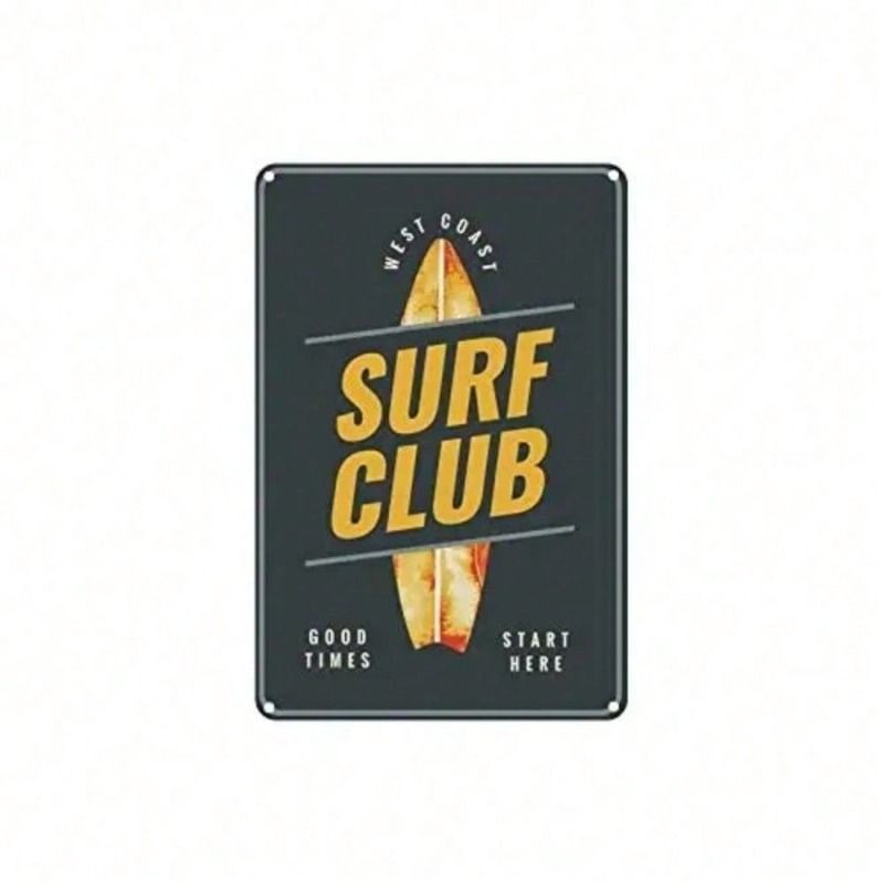 

Metal Wall Art Vintage Surf Club, Retro Tin Sign for Bar Pub Garage Man Cave
