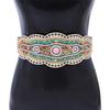 Bohemian Stretch Waist Belt Waistband with Ethnic Beads Accent Adjustable Wide Cinching Band for Dresses and Skirts