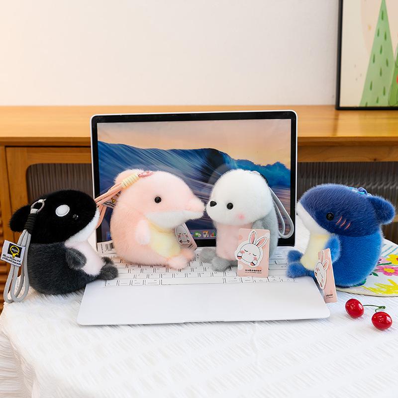 Large Plush Ocean Desk Companion Keychain: Whale, Seal & Dolphin Series Ornament