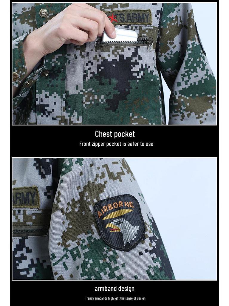 Unisex Camouflage Training Suit Set for Summer and Autumn - Durable, Lightweight Workwear for Students