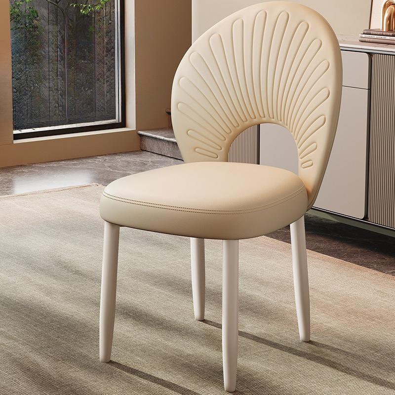 Modern Leather Dining Chair Restaurant Soft Backrest Stool INS Cream Style Makeup Chair Ergonomic Design Household Furniture
