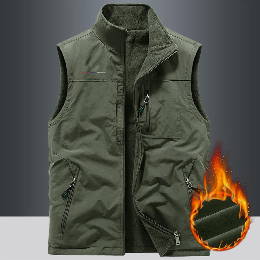 Men's Double Sided Vest Men's Outdoor Sports Vest Plus Velvet Vest Sleeveless Jacket