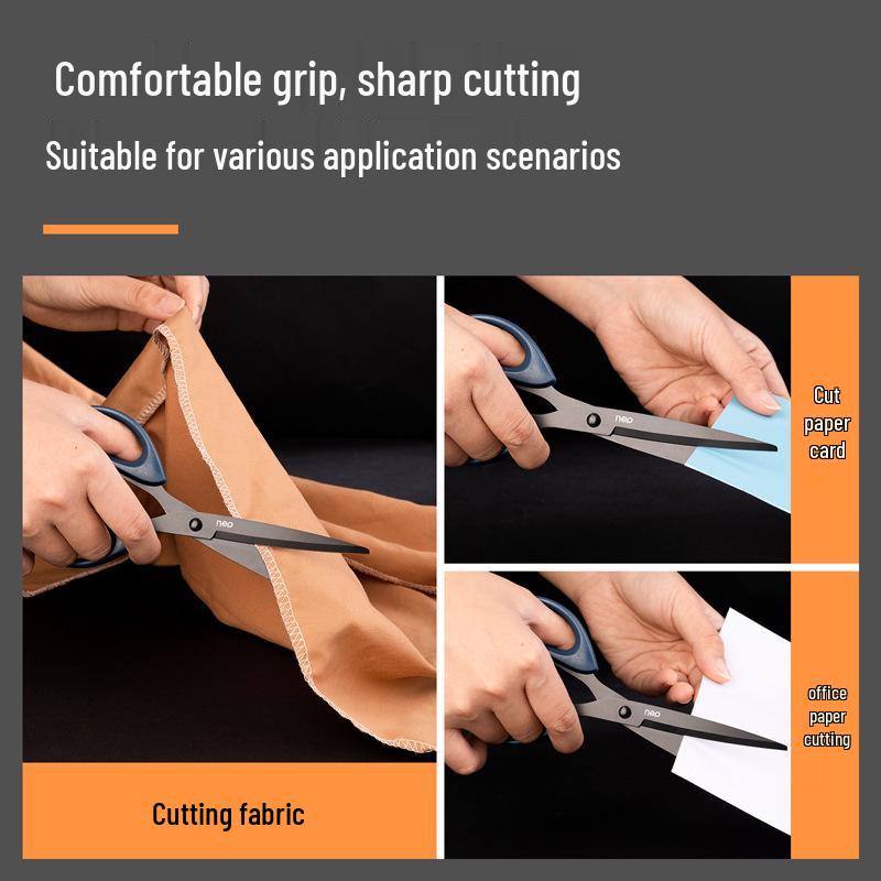 Deli Rustproof Black Blade Large Scissors, Stainless Steel Safety Scissors for Office and Household Paper Cutting