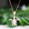 Wish European and American Style Rose Gold Single Turtle Opal Pendant Necklace Simple Cartoon Collarbone Chain