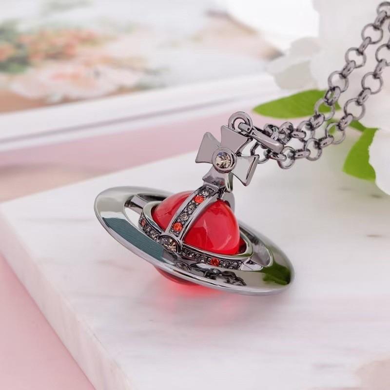 Westwood Saturn Choker Necklace: High Version, Medium Size, Women's 10MM Beads, Logo Clasp.