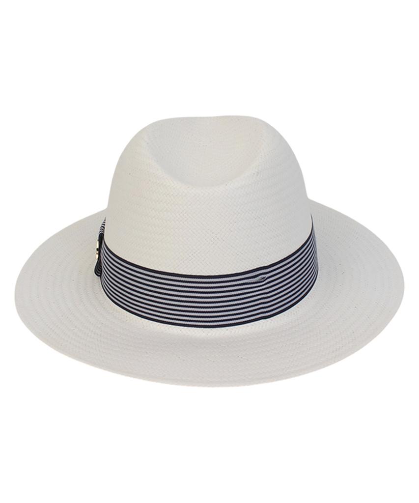 Yunibeosyeolkemiseuteuli Stripe Line Basic White Fedora Summer Fedora