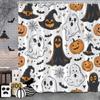 Gruseliger Horror Halloween Skelett Krähe Duschvorhang Schwarze Fledermaus Schwarze Katze Polyester Stoff Badvorhang Badezimmerdeko Mit Hoo