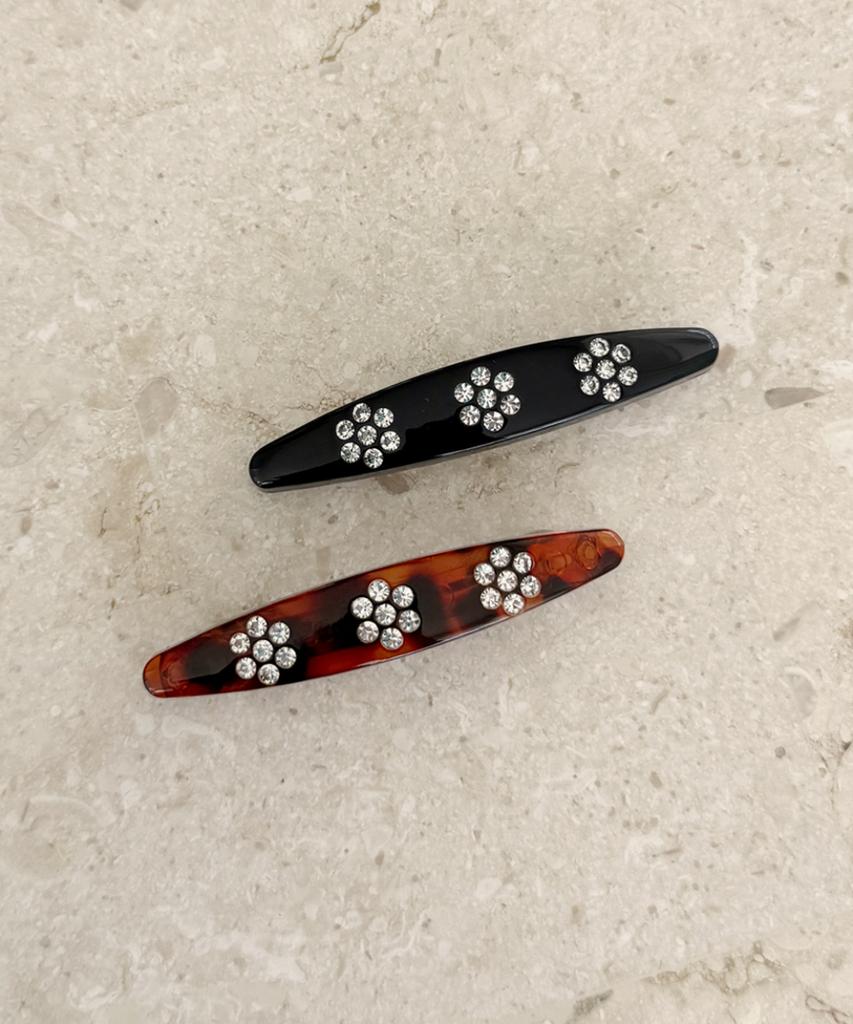 Fantastic Planet Oval Cubic Flower Hair Pin (2Colors)