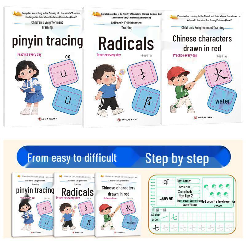 Children's Pinyin & Chinese Character Tracing: Daily Math Practice Cards (Addition/Subtraction)