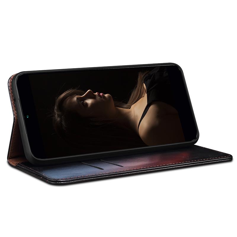 For iPhone 15 Pro PU Leather Mobile Phone Case Waxy Crazy Horse Texture Phone Cover Stand Wallet