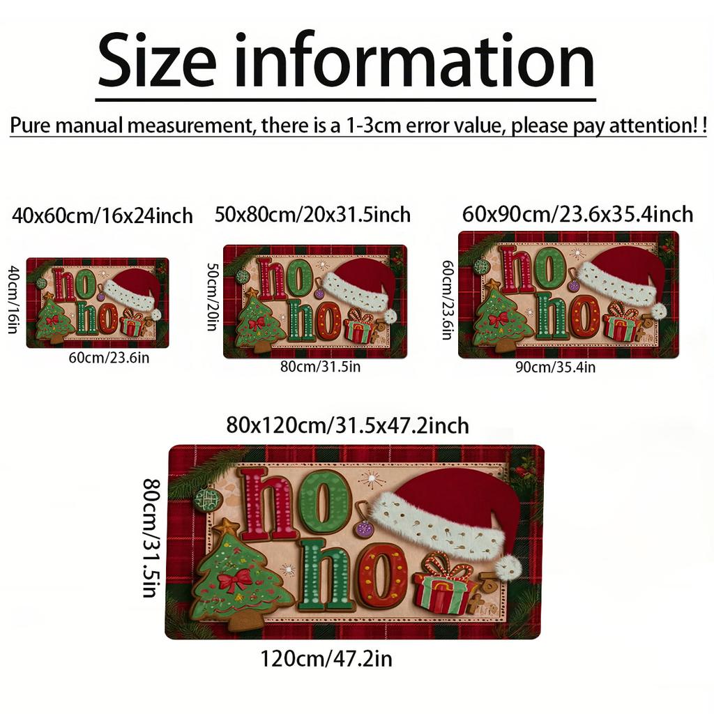 Candy Cane Christmas Mat Carpet,Red White Stripes Merry Christmas Lettering Non-Slip Thickened for Indoor Outdoor Entryway Decor