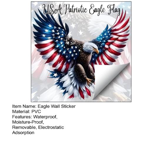 Bald Eagle Wall Sticker Reusable Electrostatic Wall Decals Waterproof Moisture-Proof Wall Sticker for Home Living Room Bedroom Decor