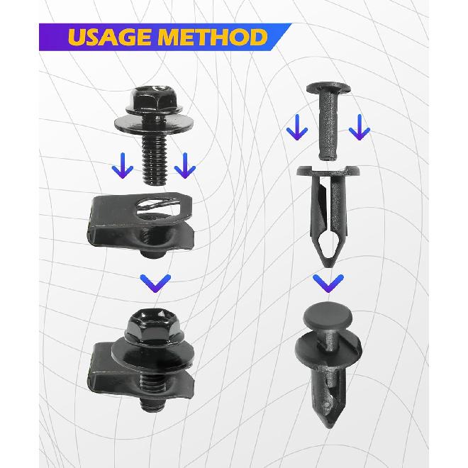 35PCS Car Engine Under Cover Splash Shield Guard Body Bolts Screws,Skid Plate Bolts Screw Kit,Bumper Screws,Engine Splash Shield Screw,Suitable For