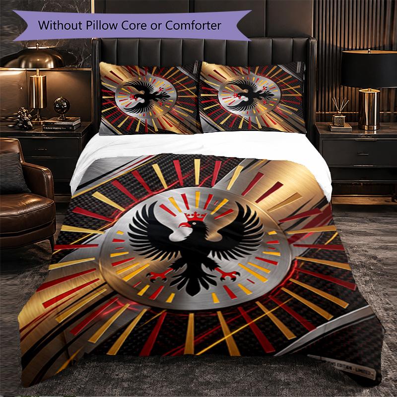 Belgium Football Pattern 3 Pieces Bedding Set Soft Microfiber Duvet Cover with Pillow Cases for Bedroom