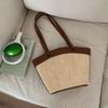 Women Straw Woven Tote Bag Weaving Shoulder Bag Large Capacity Summer Braided Beach Bags Patchwork Vintage for Party Vacation