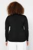 Women's Style Plus Size Black Gold Button Detailed Striped Knitted Cardigan