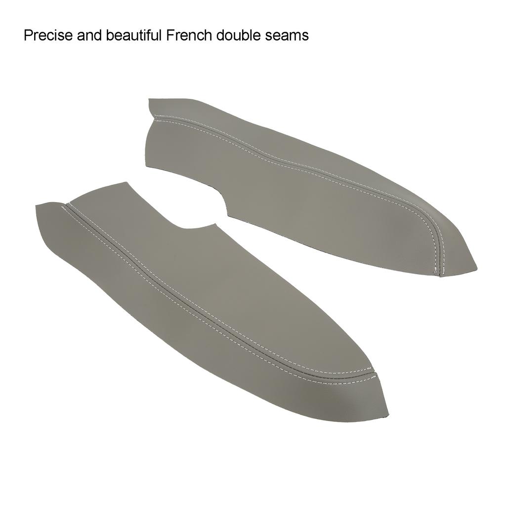 2Pcs/Set Microfiber Leather Front Door Panel Armrest Cover Protector Antiscratch Replacement for Civic 2005‑2011Grey