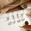New Fashion Butterfly Star Moon Diamond U-Shaped Camellia Stud Earrings Hole-Free Ear Clips 8-Piece Set
