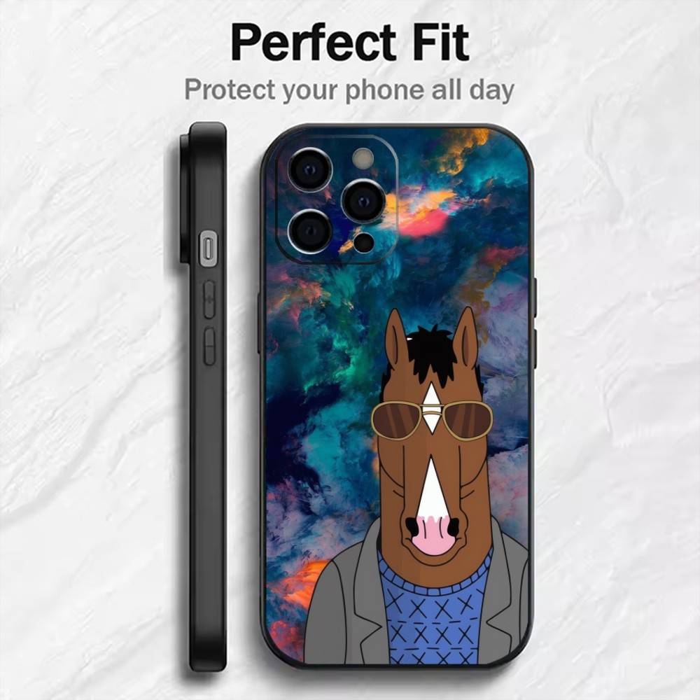 Depressiv Bojack Horse-Man Phone Case For iPhone17,16,15,14,13,12 Plus,Max Soft Silicone Black Cover