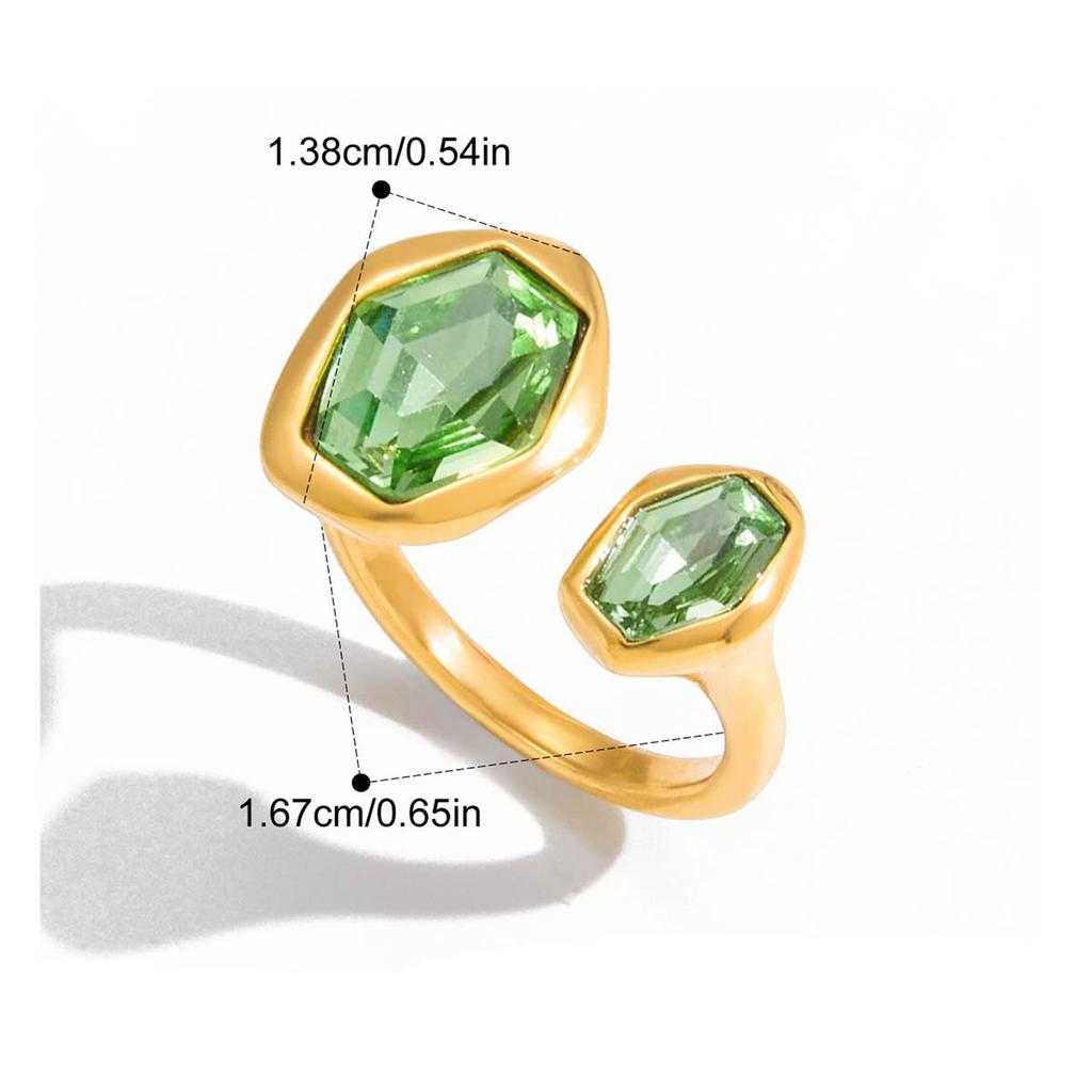 Yori Smooth Stainless Steel Zirconia Open Golden Ring PVD Plated Stainless Steel Rust Proof Summer Jewelry Wholesale