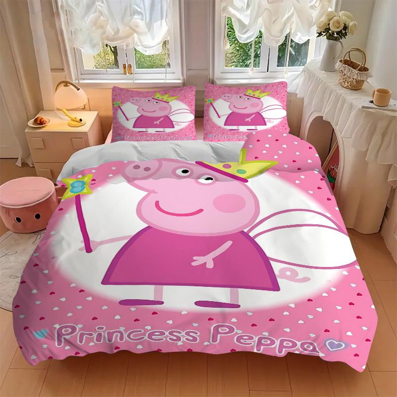3pcs Peppa Pig Duvet Cover Set, 1 Duvet Cover + 2 Pillowcases (No Insert), High-Definition Print, Home & Dorm Set yy251208030