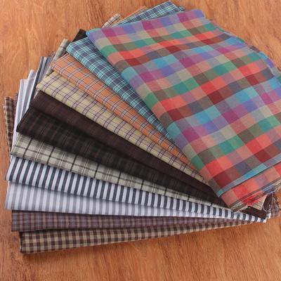 100% Cotton Small Plaid Fabric By Meter for Skirts Clothes Pillowcases Sewing Breathable Dresses Cloth Pink Yellow Skin Friendly