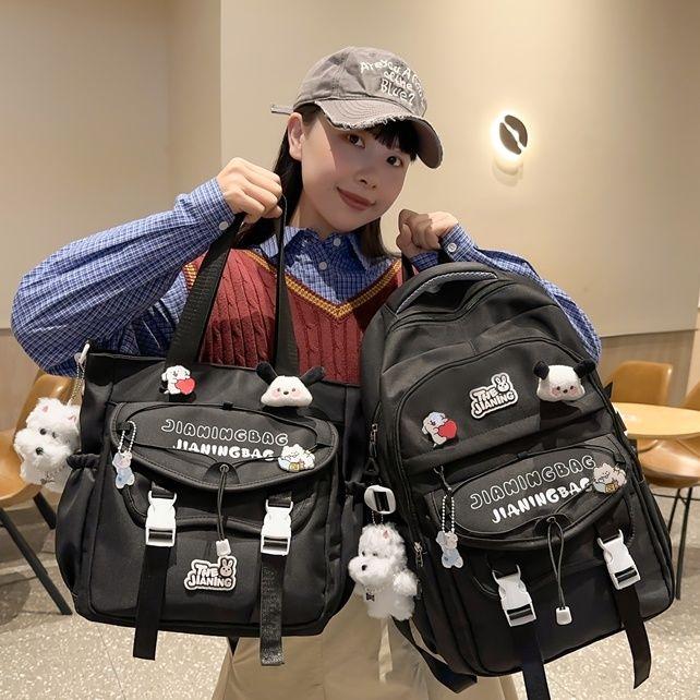 1pcs / 2 Pcs School Bags for Teenage Girls Red  Alphabet Cute Gift Students Bookbag Letters Travel Waterproof Bagpack