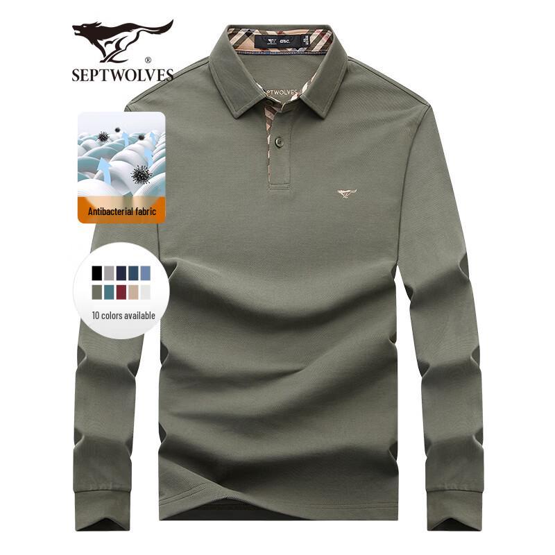 Seven Wolves Men's Autumn 5A Anti-bacterial Long Sleeve Polo T-Shirt