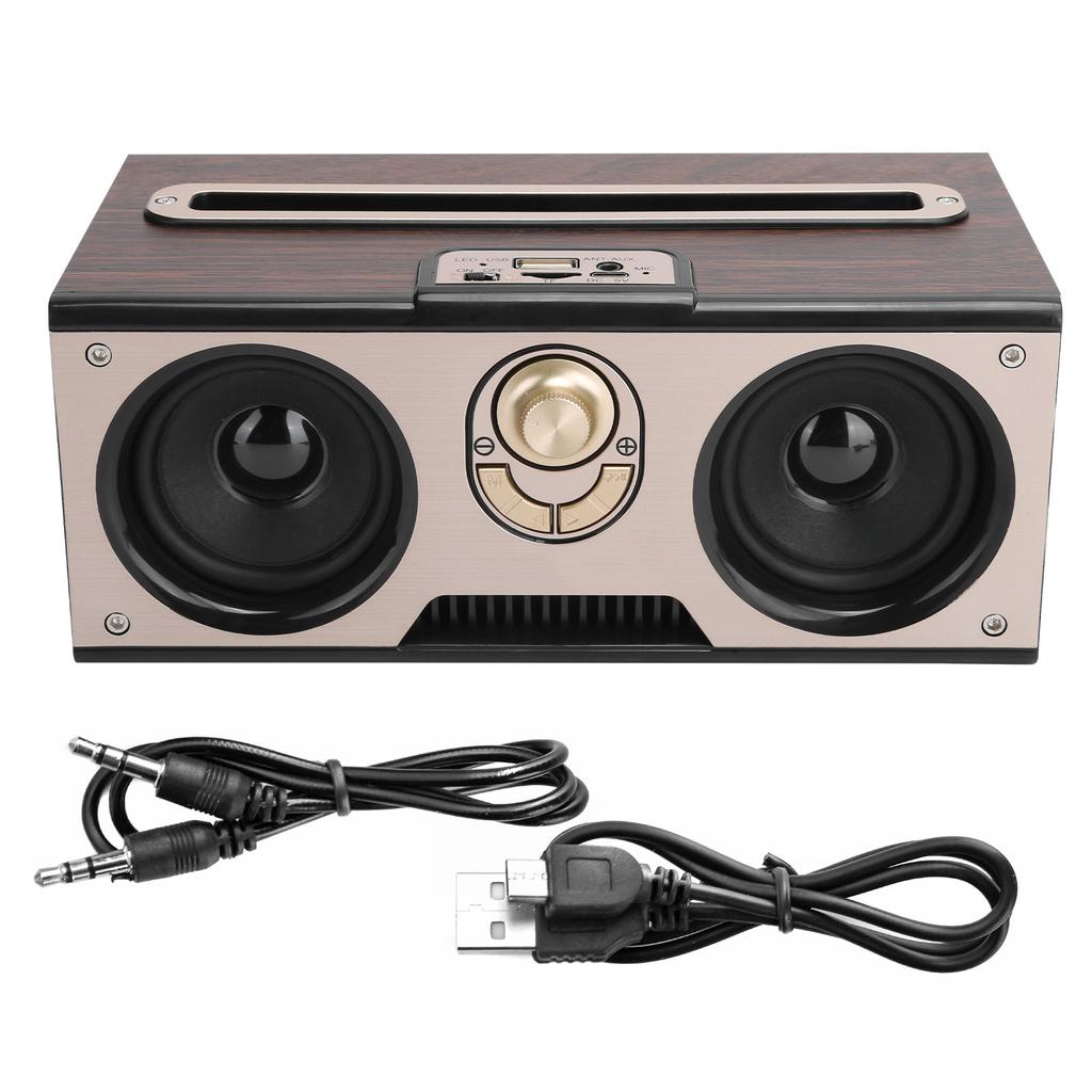 Retro Wooden Bluetooth Speaker HiFi Wireless Portable O Sound Support Memory Card AUX inDark