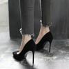 Fashion New Fashion Women's Shoes Sexy Black High Heels Sharp Pointed Suede Pumps Elegant Shallow Mouth Shoes