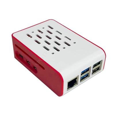 Red and White Protective Shell for Raspberry Pi 5, Compatible with Official Pi5 Active Cooler Fan.