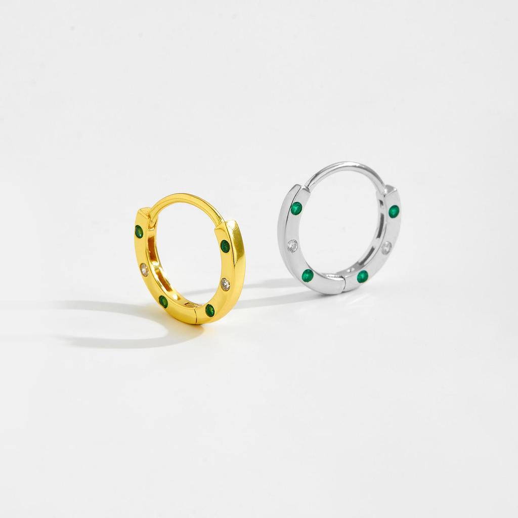 ANDYWEN 925 Sterling Silver Hoop Earrings Gold Plated Ladies Earrings Green Cubic Zirconia Luxury Earring For Women Fine Jewelry