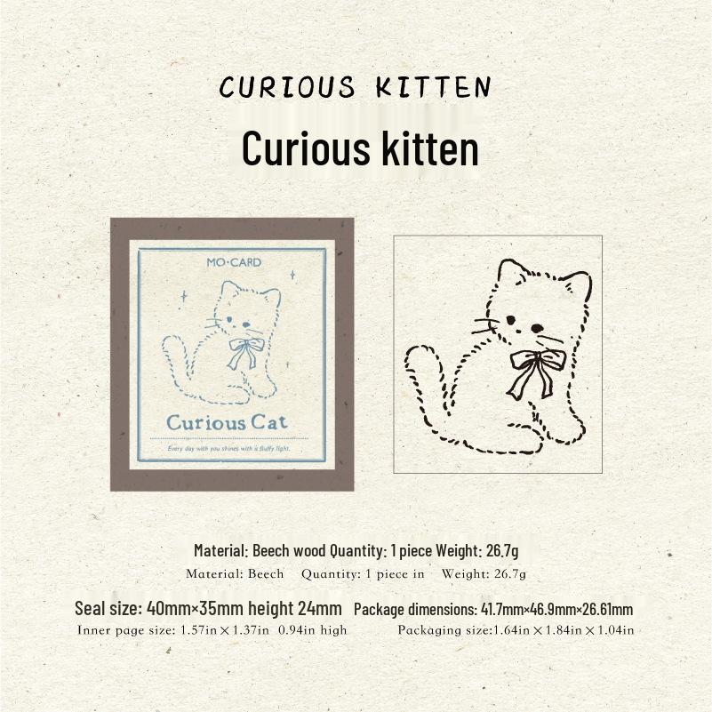 Beech Wood Seal Cat: Retro Cat Hand-painted Journal Décor, Soft Dream Series - 1 Sheet