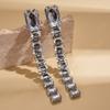 Light Luxury Acrylic Diamond-encrusted Rectangular Tassel Silver Needle Earrings Fashionable Long Temperament Earrings