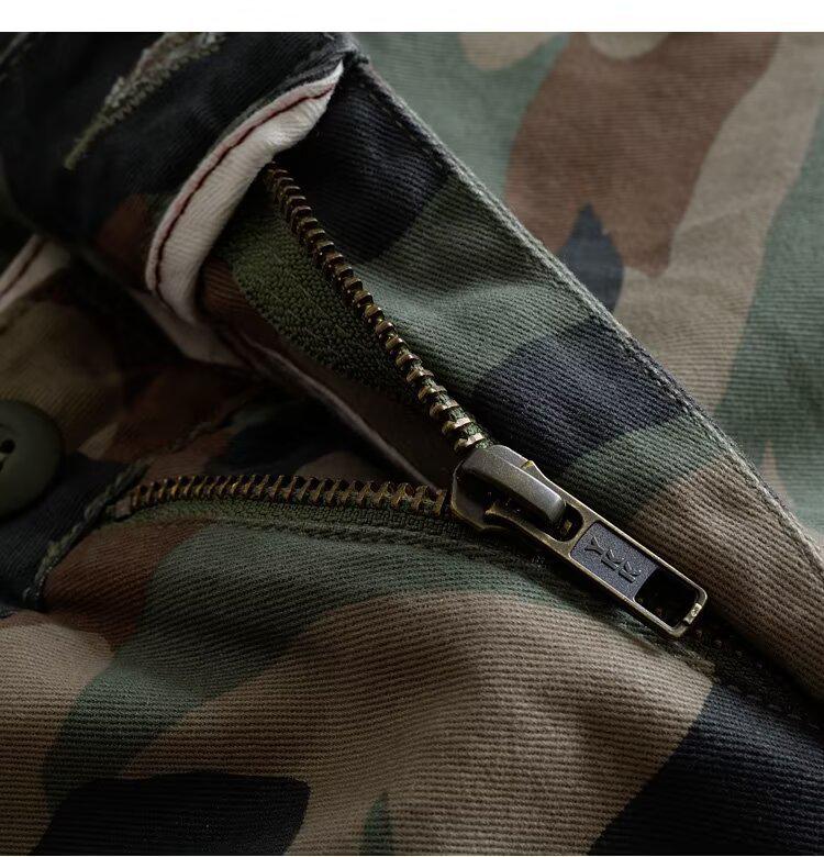 Heavyweight Cotton Men's Harajuku Retro Camo Workwear Shorts