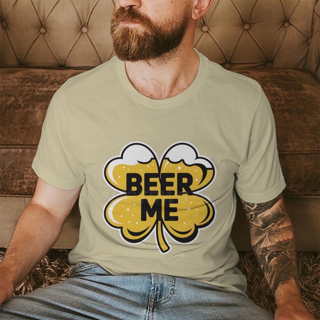 St. Paddy's Beer Me Clover Tee Festive St. Patrick's Day Drinking T-shirts for Men Irish Shirt Lucky Clover Men's Clothing