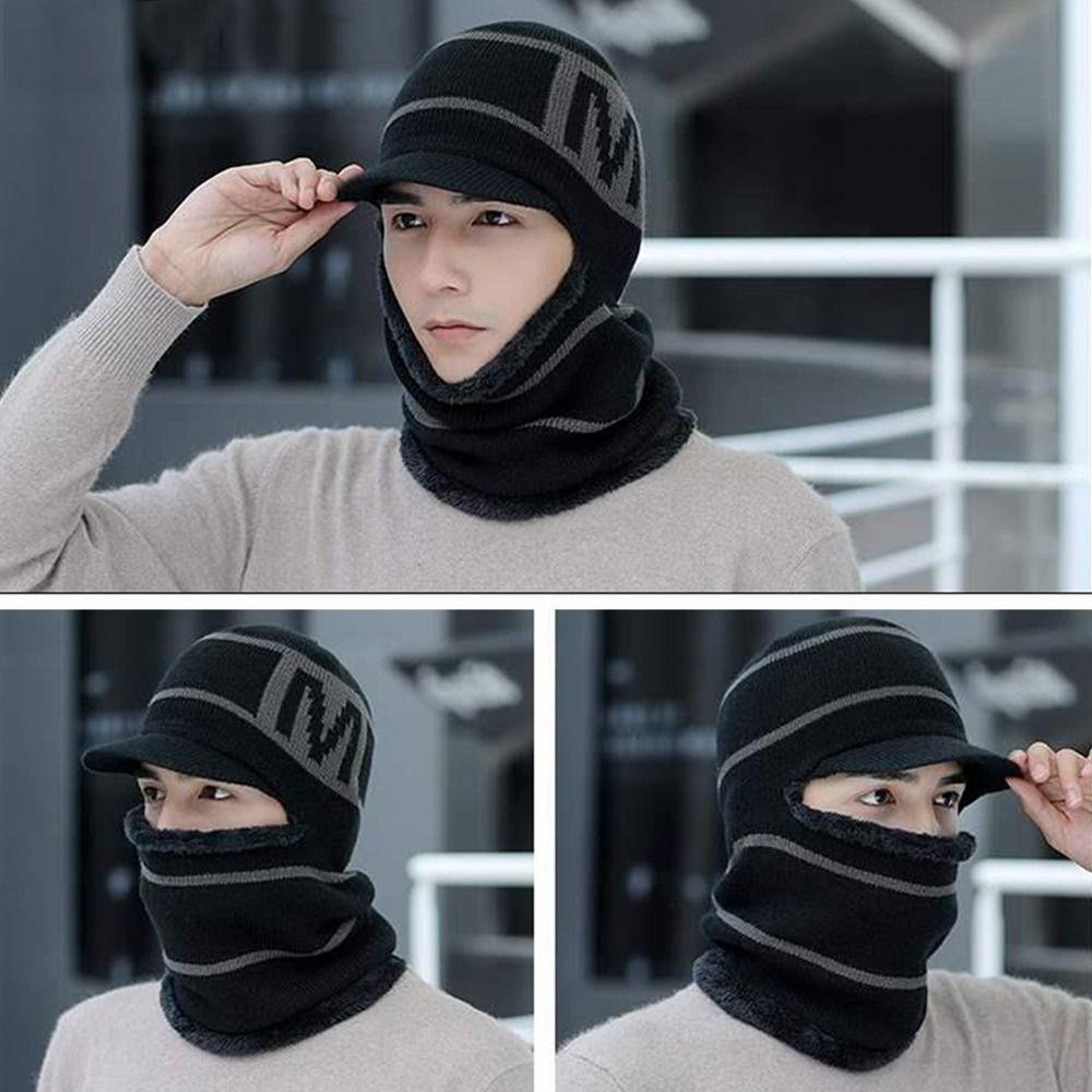

Thermal Beanie Hat Scarf Soft Balaclava Winter Neck Scarf Cap Outdoor кавовий