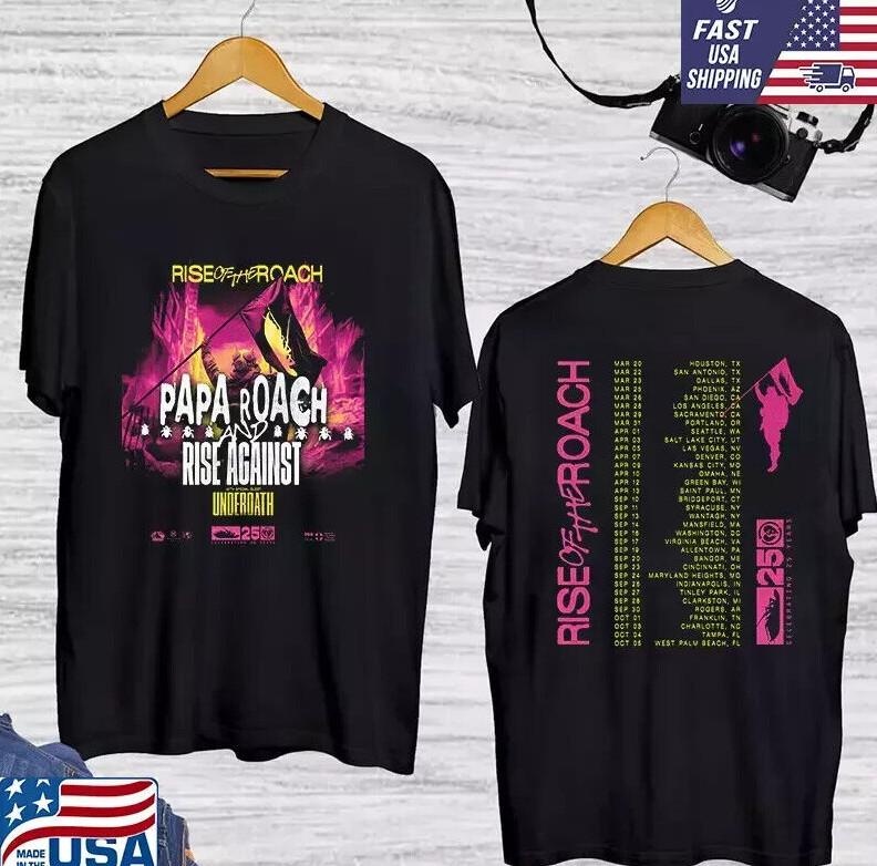 Papa Roach Rise Of The Roach Tour 2026 T-shirt size S-5XL XXXL