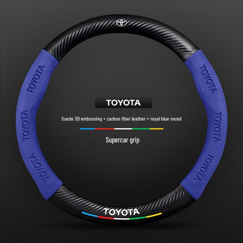 Toyota Avalon Steering Wheel Cover 2019-2024, Carbon Fiber Genuine Leather, Ultra-Thin, All-Season Universal Fit