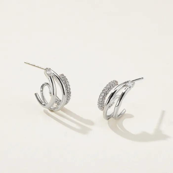 925 Mini Cubic Croissant Earring