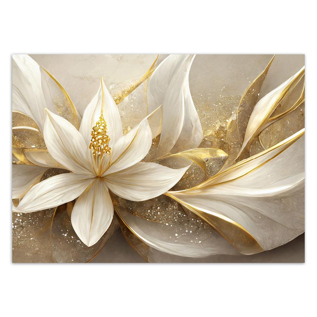 Wallpaper Gold glamour flowers 3D
