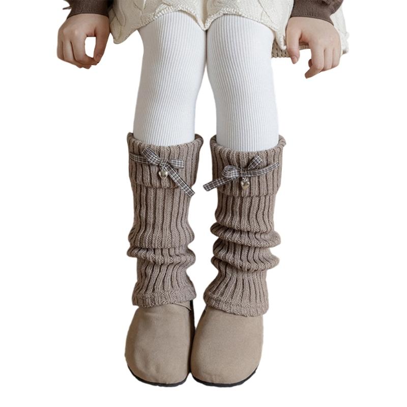 Womens Girls Lovely Leg Warmers Bows Knitted Flared Leg Sleeves Gotik Crochet Baggy Cuffs Ankle Heap Socks Streetwear