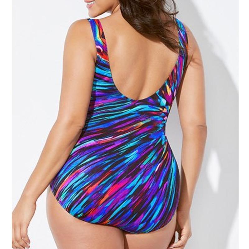 Sexy Striped One Piece Large Swimsuits Body Closed Plus Size Swimwear Female Bathing Suit For Pool Beach Women's Swimming Suit