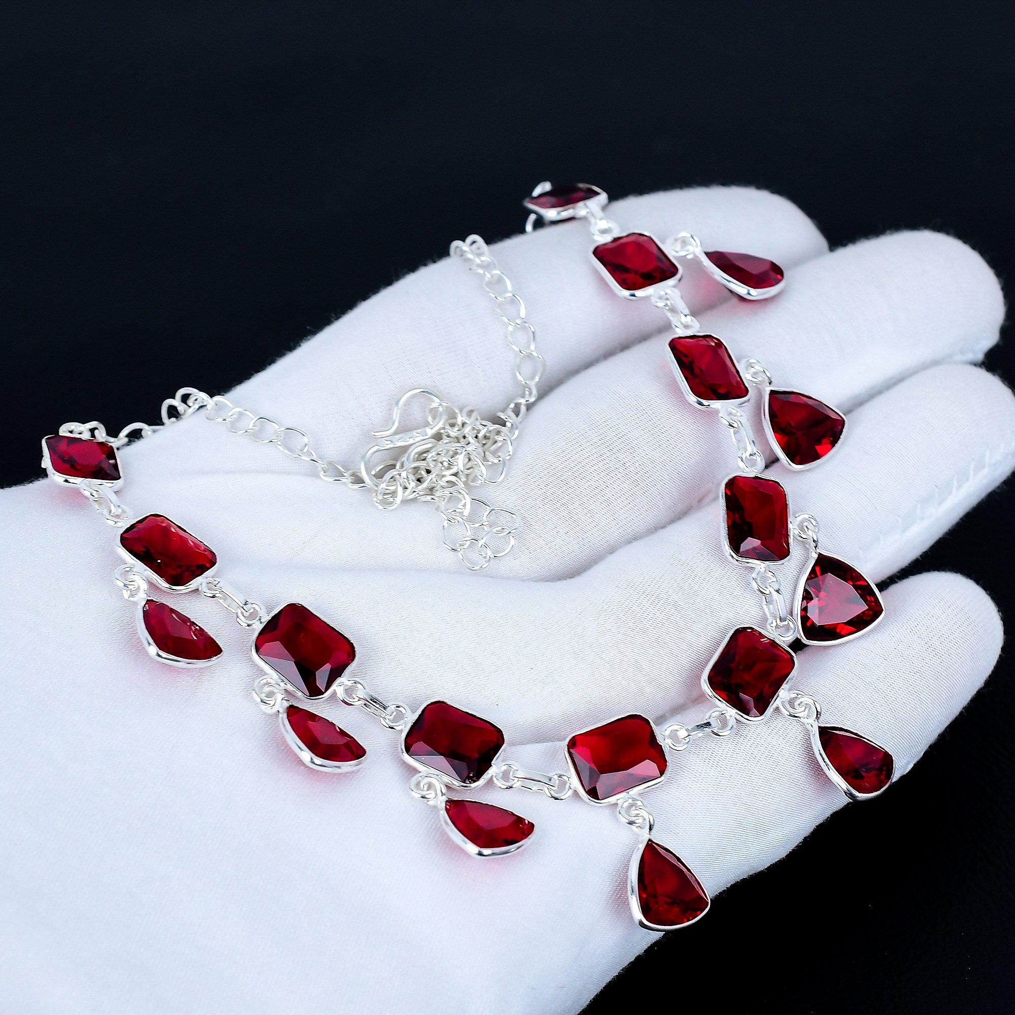 

Намисто з серцем з червоного граната, срібне намисто 925 проби, намисто з червоного граната, богемне срібне намисто ручної роботи, подарунок на весілля 20 червоний