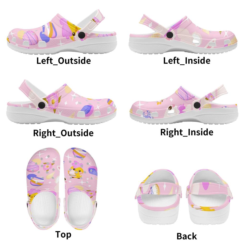 White Printed EVA Casual Clogs for Women Men Soft Sole Lightweight Breathable Slip On Sandals Slippers Summer Daily Leisure Shoes