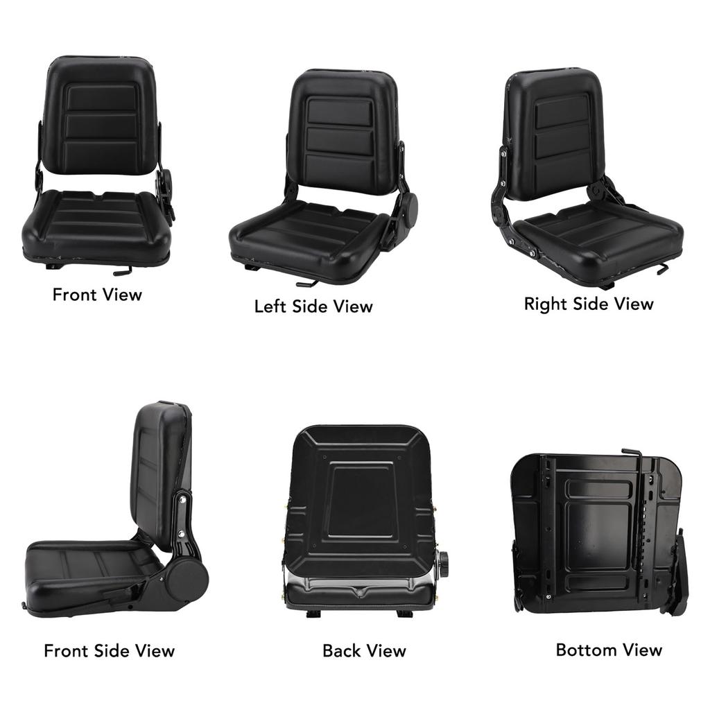 Forklift Seat Tractor Seat Rounded Curved Corners PU Leather Backhoe Seat Replacement for Forklift Skid Loader Dozer Telehandler