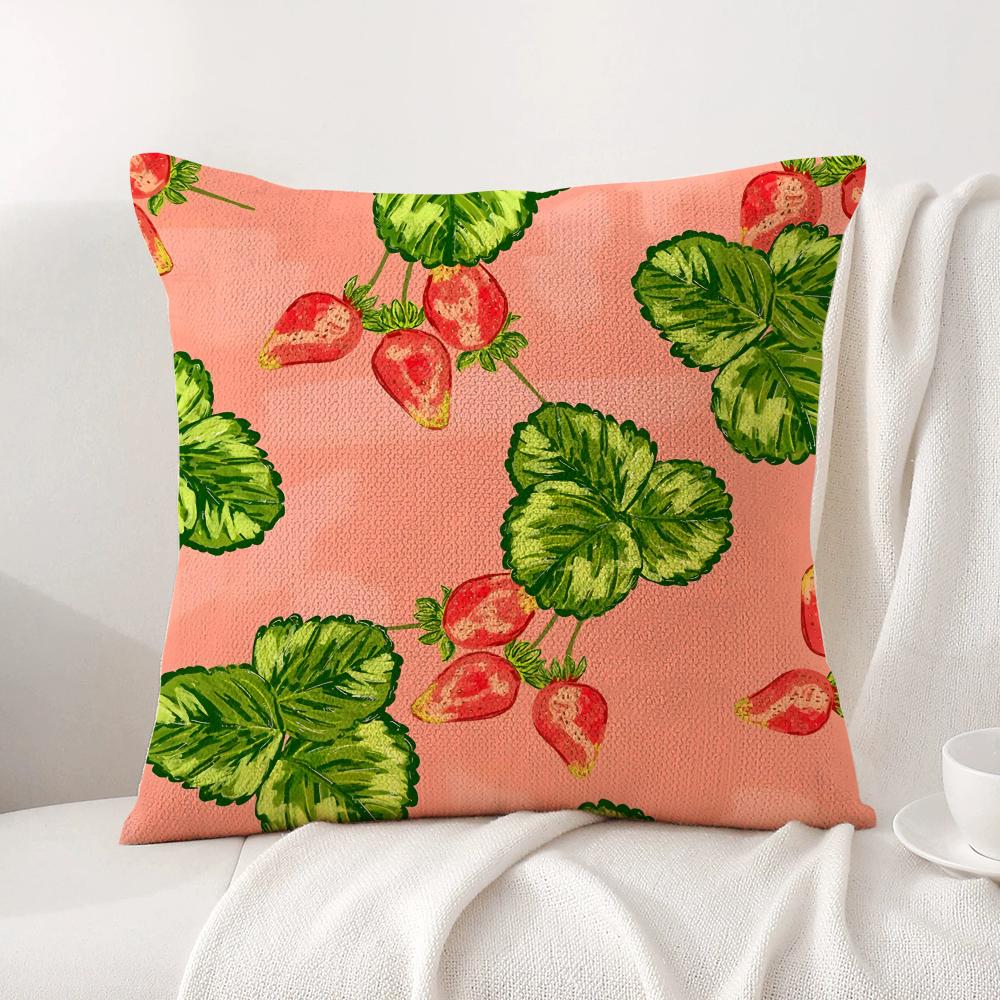 Sunshine Fruit Farm Cushion Cover Natural Linen Organic Fabric DoubleSided Printing Sofa Home Decor Breathable Bed Pillow