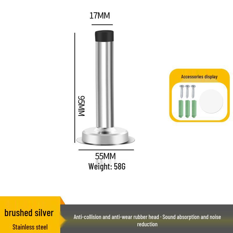 Stainless Steel Anti-Collision Rubber Door Stopper for Glass and Entrance Doors